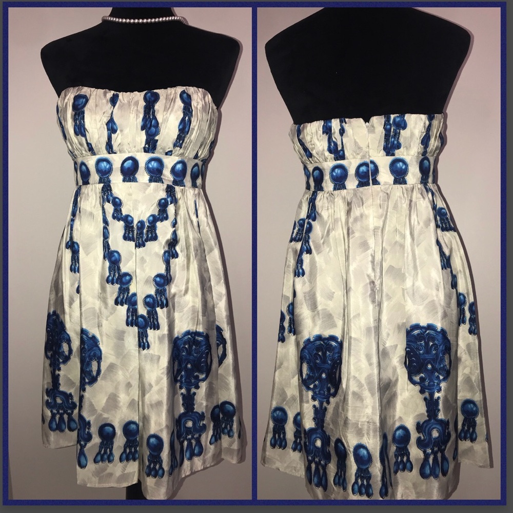 NANETTE LEPORE printed silk dress Strapless Silk